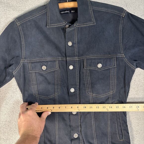 Woodies Denim Trucker Jacket Women's Size L Stretch Dark Blue RFID Pocket Type 3 - Picture 9 of 16